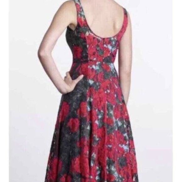Anthropologie Tracy Reese Noisette Red Roses Floral Lace Tulle Dress Size 2 - Picture 4 of 15